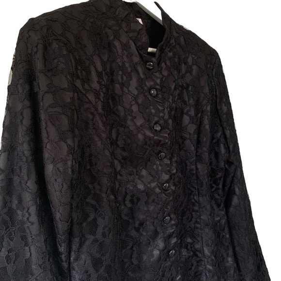 Vintage Black Lace Blazer Size 14 Glam Punk Rock Y2K Witchy Romantic Whimsigoth - Picture 3 of 11